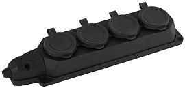 Колодка каучуковая с заземлением 4 гнезда черная 16A K-4e-B-IP44 Б0044546 ЭРА от поставщика КабельСпецСтрой