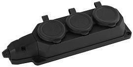 Колодка каучуковая с заземлением 3 гнезда черная 16A K-3e-B-IP44 Б0044545 ЭРА от поставщика КабельСпецСтрой