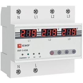 Реле выбора фаз с дисплеем RVF-3-63А EKF PROxima от поставщика КабельСпецСтрой Реле выбора фаз с дисплеем RVF-3-63А EKF PROxima от поставщика КабельСпецСтрой